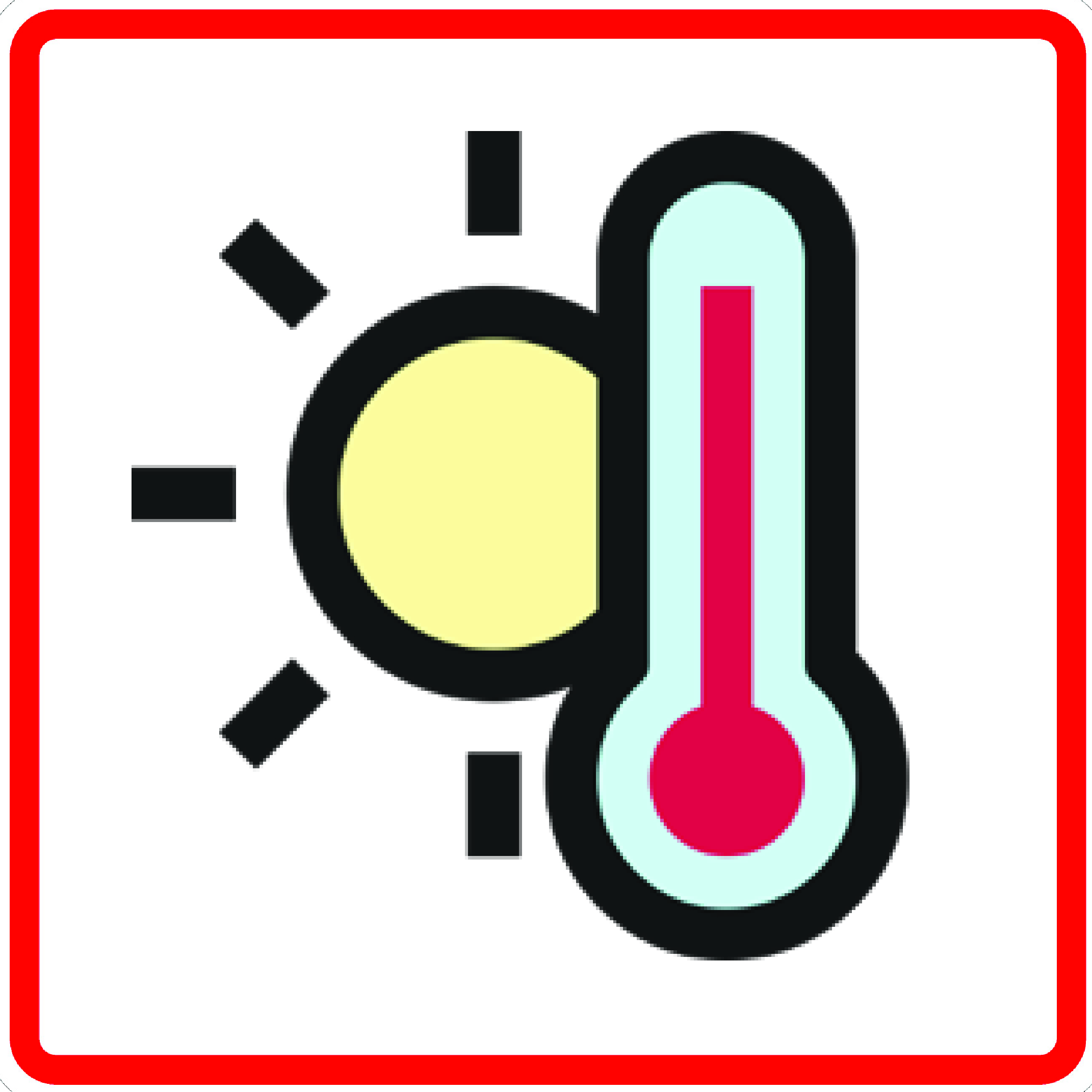 Sketch of the sun along with a high temperature thermometer